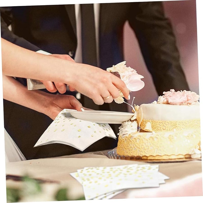 FRCOLOR 100 قطعة مناديل مطبوعة بنقاط رقائق ذهبية لحفلات الزفاف وأعياد الميلاد والعشاء - Image 3